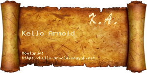Kello Arnold névjegykártya
